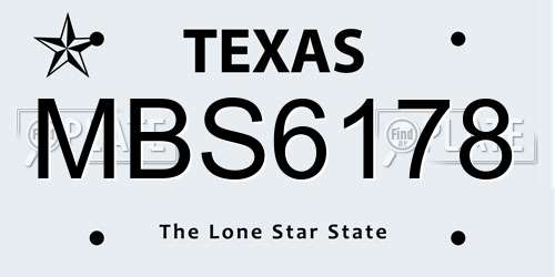 MBS6178 Texas License Plate
