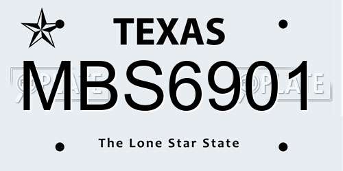 MBS6901 Texas License Plate