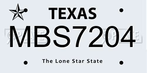 MBS7204 Texas License Plate