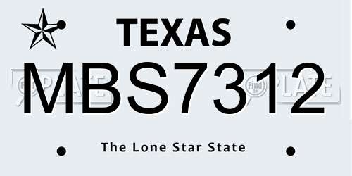 MBS7312 Texas License Plate