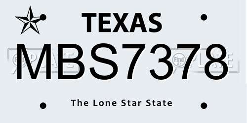 MBS7378 Texas License Plate