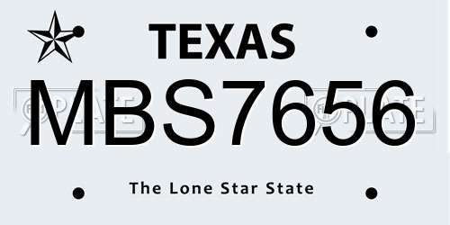 MBS7656 Texas License Plate