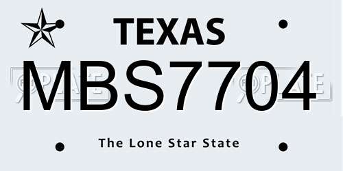 MBS7704 Texas License Plate