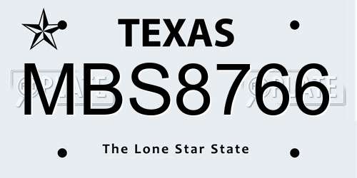 MBS8766 Texas License Plate