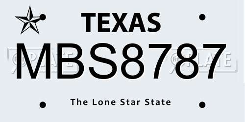 MBS8787 Texas License Plate