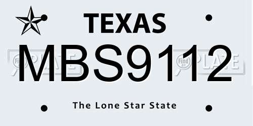 MBS9112 Texas License Plate