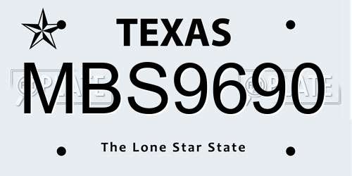 MBS9690 Texas License Plate