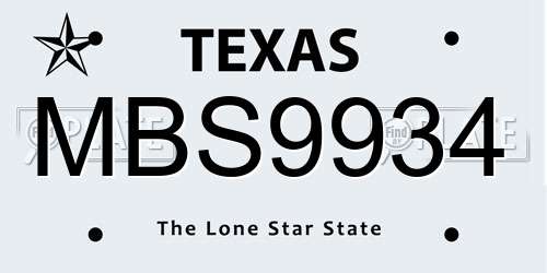 MBS9934 Texas License Plate
