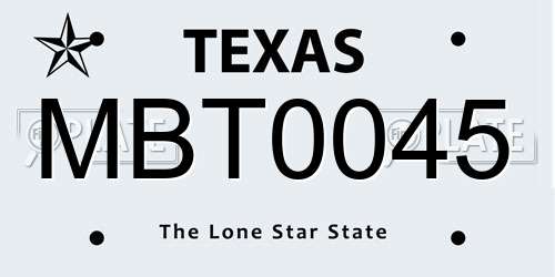 MBT0045 Texas License Plate