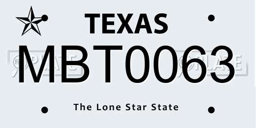 MBT0063 Texas License Plate