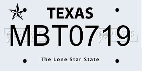 MBT0719 Texas License Plate