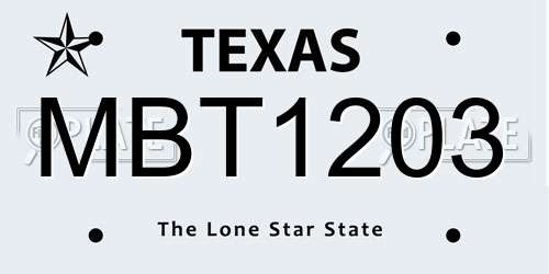 MBT1203 Texas License Plate