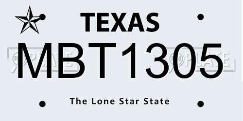 MBT1305 Texas License Plate