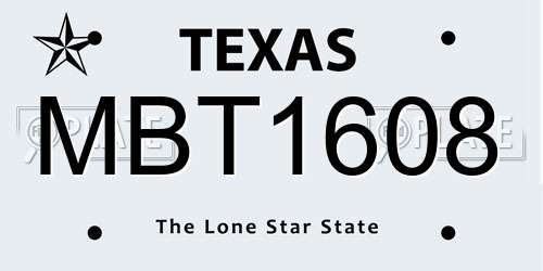 MBT1608 Texas License Plate