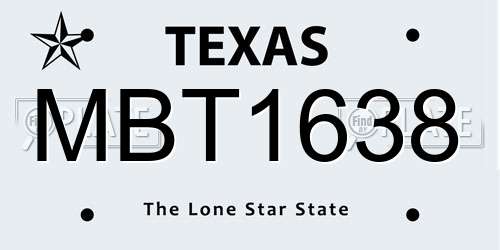 MBT1638 Texas License Plate