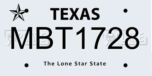 MBT1728 Texas License Plate