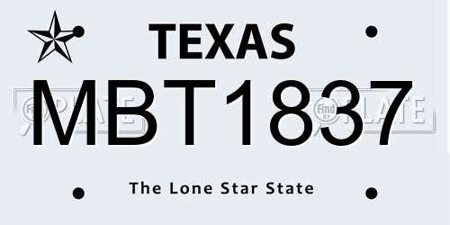 MBT1837 Texas License Plate