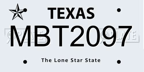 MBT2097 Texas License Plate