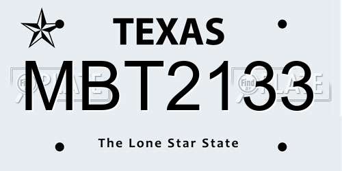 MBT2133 Texas License Plate