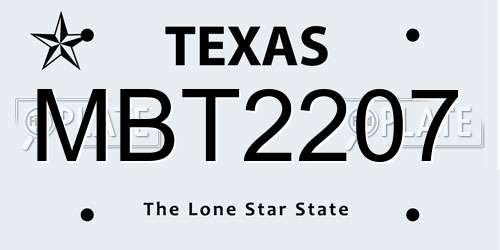 MBT2207 Texas License Plate