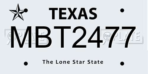 MBT2477 Texas License Plate