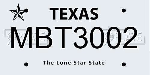 MBT3002 Texas License Plate