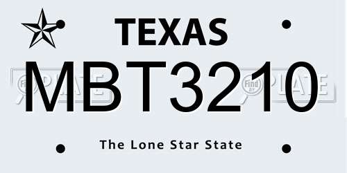 MBT3210 Texas License Plate