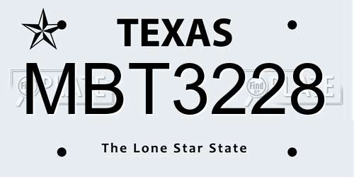 MBT3228 Texas License Plate