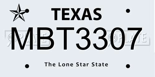 MBT3307 Texas License Plate