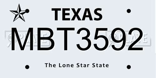 MBT3592 Texas License Plate