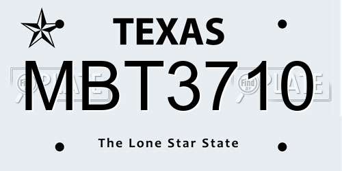 MBT3710 Texas License Plate