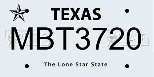 MBT3720 Texas License Plate