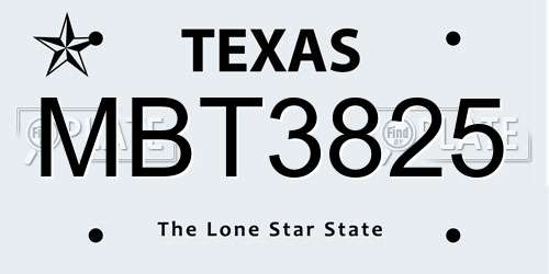 MBT3825 Texas License Plate