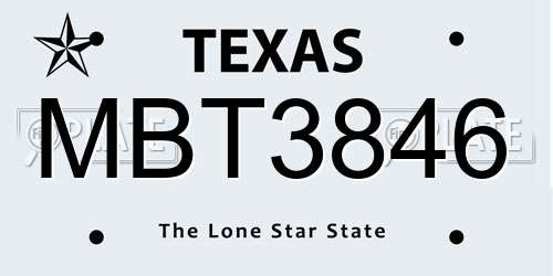 MBT3846 Texas License Plate