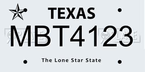 MBT4123 Texas License Plate