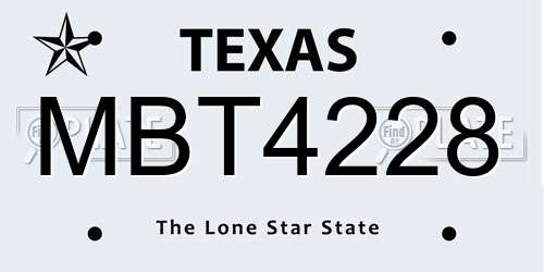 MBT4228 Texas License Plate