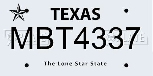 MBT4337 Texas License Plate