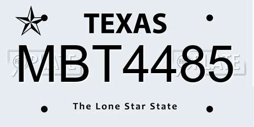 MBT4485 Texas License Plate