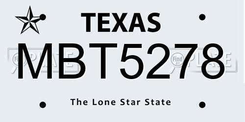 MBT5278 Texas License Plate