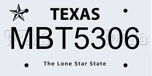 MBT5306 Texas License Plate