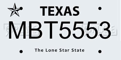 MBT5553 Texas License Plate