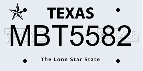 MBT5582 Texas License Plate