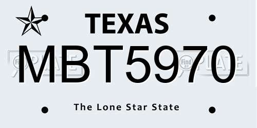 MBT5970 Texas License Plate