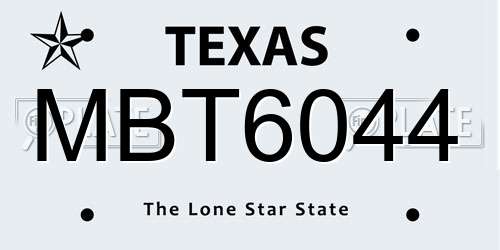 MBT6044 Texas License Plate