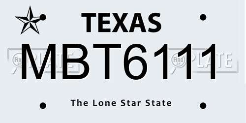 MBT6111 Texas License Plate