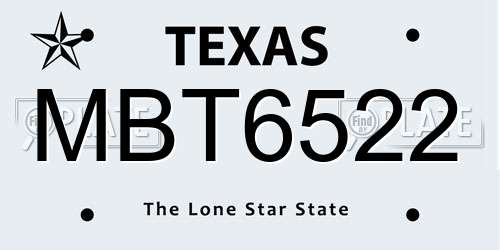 MBT6522 Texas License Plate