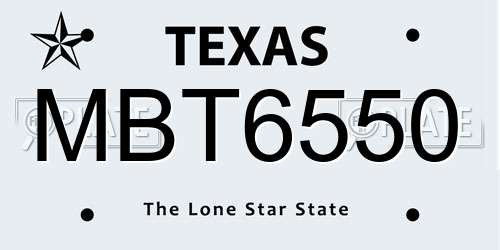 MBT6550 Texas License Plate