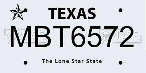 MBT6572 Texas License Plate