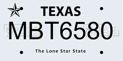 MBT6580 Texas License Plate