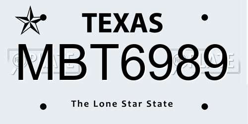 MBT6989 Texas License Plate